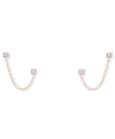 Crystal Chain Double Post Rose Gold-plated Sterling Silver Earrings