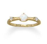 Gold-plated Synthetic Opal and Cubic Zirconia Ring