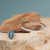 Reconstituted Blossoming Turquoise Ring Sterling Silver - Handmade