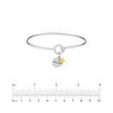 Bangle Bracelet with Engraved Dream Tag and 14k Gold Star Charm Sterling Silver