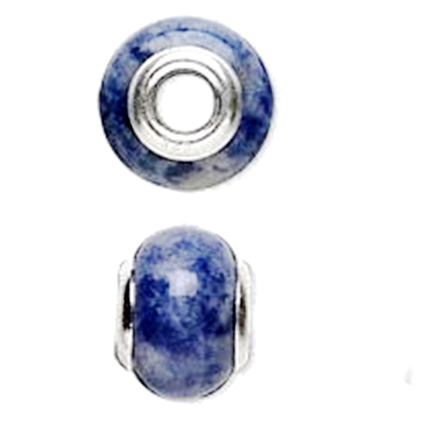 Lapis Bead Slide-on Charm Sterling Silver