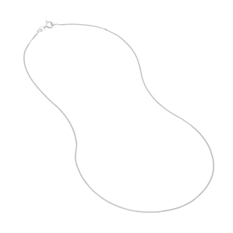 14k White Gold Curb Chain Necklace 0.9mm, 18-inch length