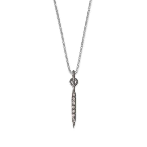 Genuine Diamond Studded Necklace with Black Rhodium on Sterling Silver Spike Pendant