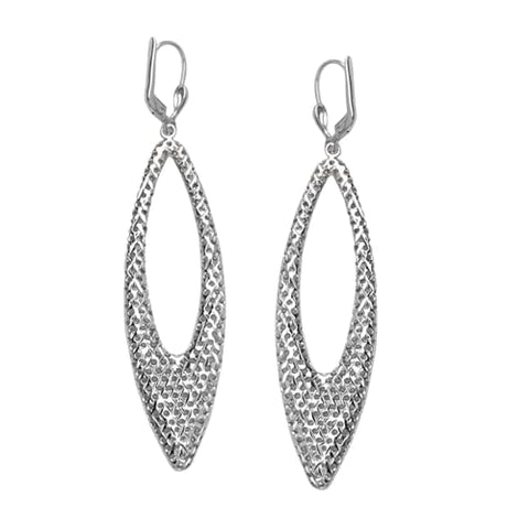 Marquise Laser-cut Drop Earrings Silver Nontarnish Lever