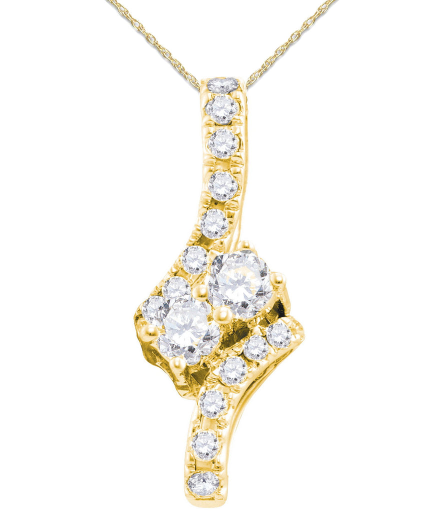 Hearts Together Pendant 14k Yellow Gold 1/4 CTW 12 Diamonds