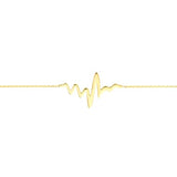 14k Yellow Gold Heartbeat Chain Bracelet - Adjustable Length