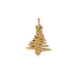 Christmas Tree Charm Abstract with Star Gold-plated Sterling Silver