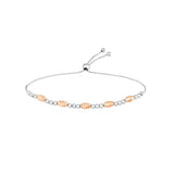 Bolo Bracelet with Diamond-cut Beads Rose Gold and Rhodium on Sterling Silver