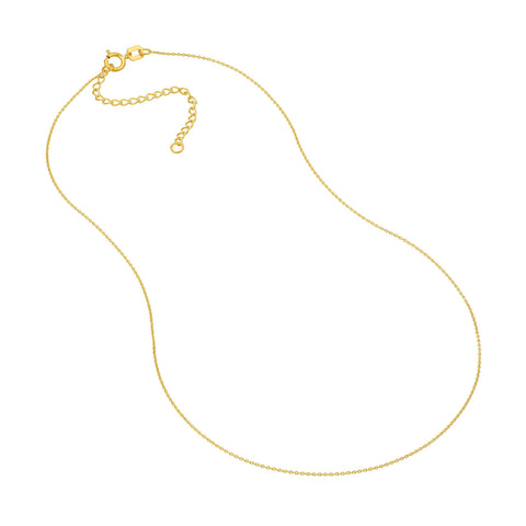 14k Yellow Gold Cable Chain Adjustable 13 to 15 inches 0.70mm