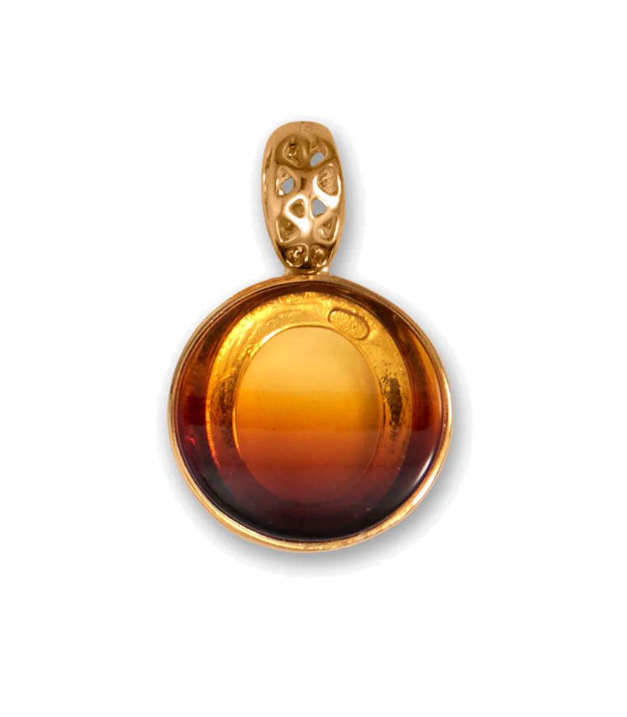 Sunrise Baltic Amber Pendant 14k Gold-plated Silver with Filigree Bail