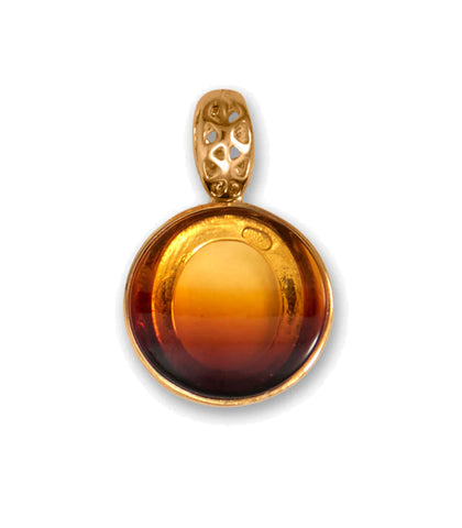 Sunrise Baltic Amber Pendant 14k Gold-plated Silver with Filigree Bail