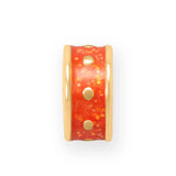 Gold-plated Orange Glitter Dotted Wheel Bead Charm