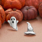 Halloween Ghost and Witch Hat Stud Earrings Sterling Silver