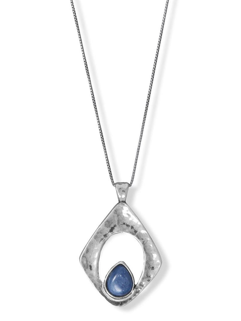 Kyanite and Sterling Silver Necklace Kite Shape, 18-inch Length