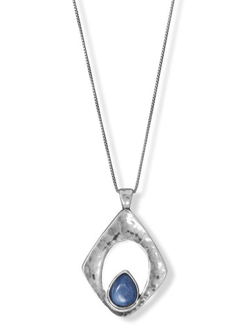 Kyanite and Sterling Silver Necklace Kite Shape, 18-inch Length