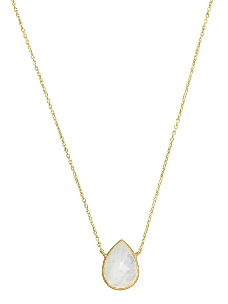Rainbow Moonstone Necklace Gold-plated Sterling Silver Adjustable