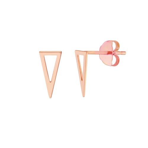 14k Rose Gold Open Triangle Pyramid Post Stud Earrings Geometric
