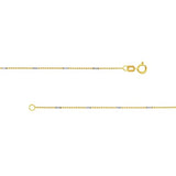 14k Two-Tone White and Yellow Gold Barrel Saturn Chain Necklace