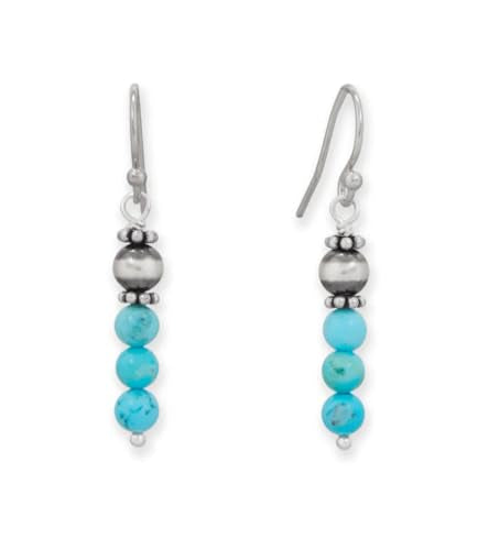 Blue Stabilized Magnesite Bead Drop Earrings Sterling Silver