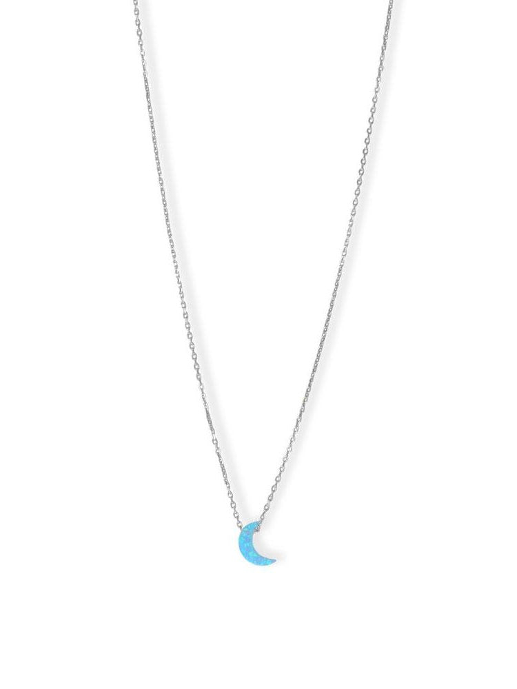 Blue Moon Necklace Synthetic Opal Sterling Silver Adjustable