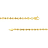 14k Yellow Gold Rope Chain for Men or Women 2.9mm, 18-inch