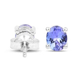 Genuine Tanzanite Stud Earrings Rhodium on Sterling Silver 1.66 CTW