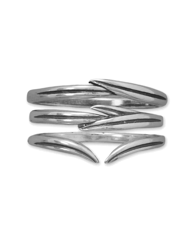 Set of Three Stacked Rings Rosemary Sprig Design Sterling Silver