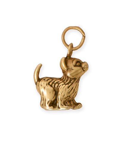 AzureBella Jewelry Kitty Cat Sweet Kitten Charm Gold-Plated Sterling Silver 3 Dimensional