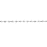 Rhodium-plated Sterling Silver 10-inch Diamond-cut Rope Chain 1.3mm Wide Non-tarnish