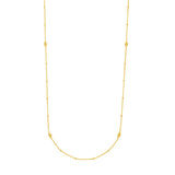 Long Necklace Yellow Gold-plated Sterling Silver with Station Diamond-cut Beads