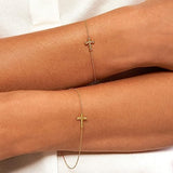 14k Rose Gold Sideways Cross Bracelet Adjustable Length