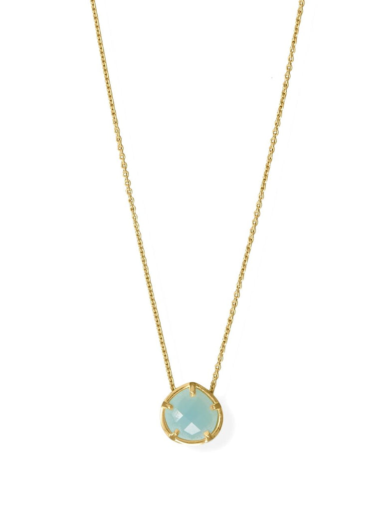 Blue Chalcedony Necklace Adjustable Gold-plated Silver