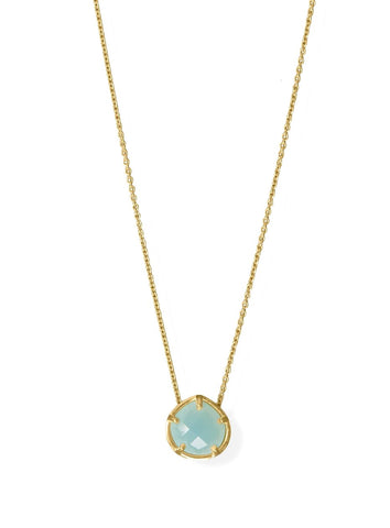 Blue Chalcedony Necklace Adjustable 14k Gold-plated Silver
