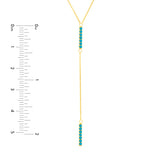 14k Yellow Gold Bar Necklace with Simulated Nano Turquoise Adjustable Length