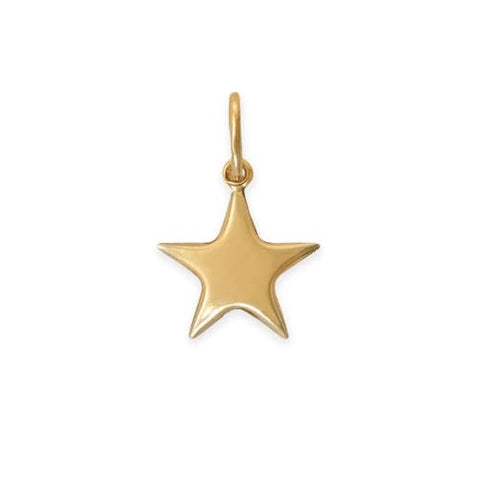 AzureBella Jewelry Star Charm Puffed Polished Gold-plated Sterling Silver