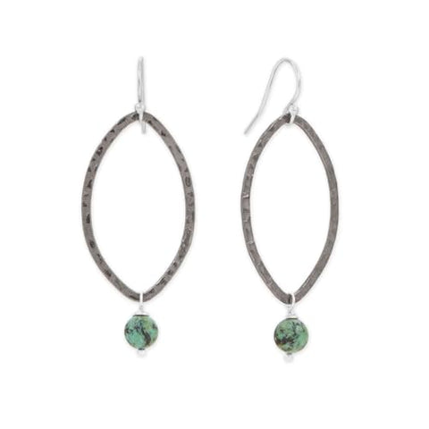 Limited Edition Two-tone Marquise Chrysocolla Drop Earrings