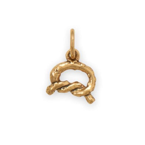 AzureBella Jewelry Salted Pretzel Charm Gold-plated Sterling Silver, Made in the USA