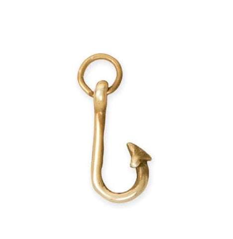 AzureBella Jewelry Fishing Hook Charm Gold Plated Silver