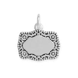 Belt Buckle Charm Oxidized Sterling Silver, Engraveable