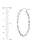 14k White Gold Rope Oval Hoop Earrings