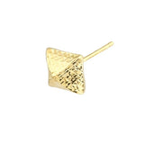 10k Yellow Gold Puffed Triangle Pyramid Stud Earrings 7mm Diamond-cut