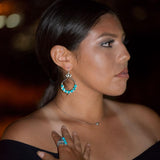 Reconstituted Three-stone Six Band Turquoise Ring Sterling Silver