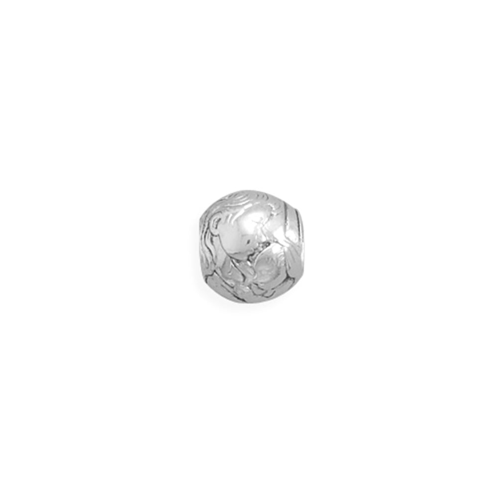 Mother and Child Story Bead Slide-on Charm Sterling Silver