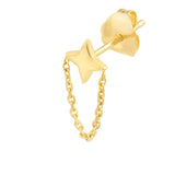 14k Yellow Gold North Star Earrings with Chain Drop