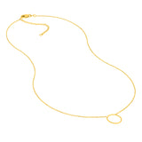 14k Yellow Gold Open Circle Necklace Adjustable Length