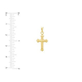 14k Yellow Gold Cross Pendant with Fleuree Design 20x10mm