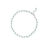 Genuine Teal-color Apatite Bead Anklet Sterling Silver Adjustable Length