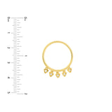 14k Yellow Gold Diamond Ring with Five Triangle Charms, 8