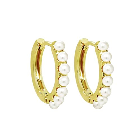 Imitation Pearl Hoop Earrings Yellow Gold-plated