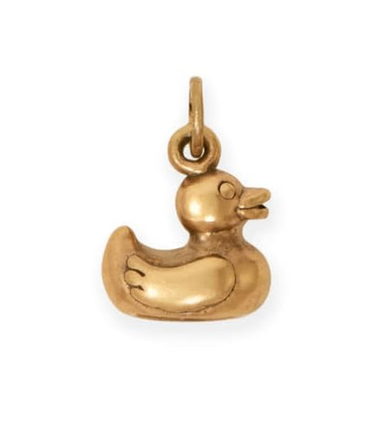 AzureBella Jewelry Rubber Duck Charm Antique Gold-plated Sterling Silver - Made in the USA